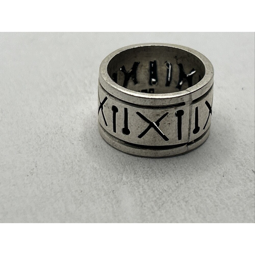 925 Sterling Silver Vintage Mexico "X !" Design Band Ring Size 5.5